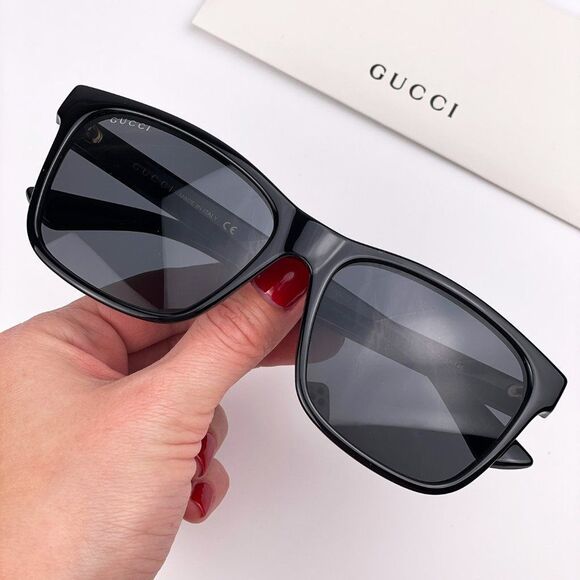 GUCCI GG0746S LOGO 001 Sunglasses Black Grey Anti-Reflective Square Unisex - Picture 2 of 11